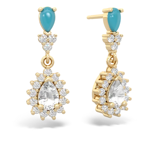 turquoise-white topaz dangle earrings