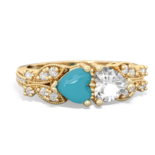 turquoise-white topaz keepsake butterfly ring