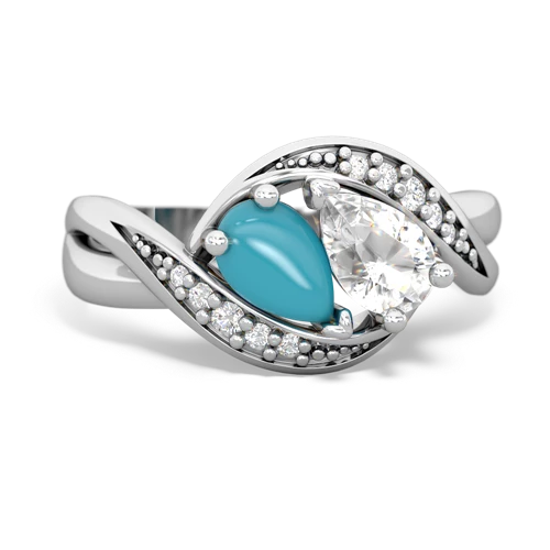 turquoise-white topaz keepsake curls ring