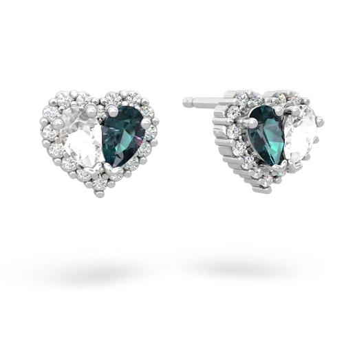 white topaz-alexandrite halo-heart earrings
