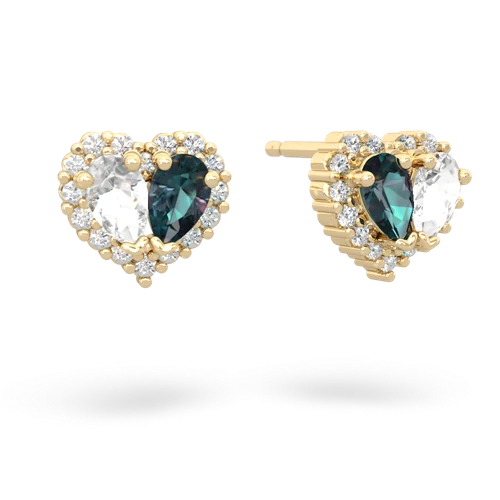 white topaz-alexandrite halo-heart earrings