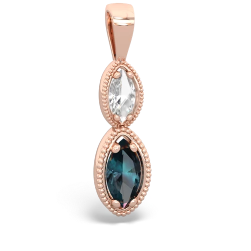 white topaz-alexandrite antique milgrain pendant