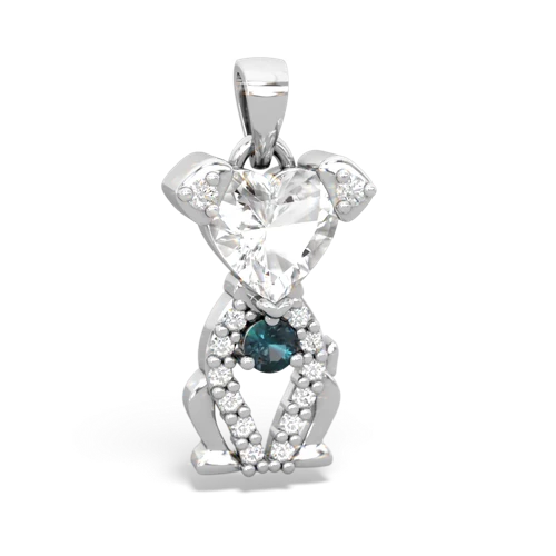 white topaz-alexandrite birthstone puppy pendant