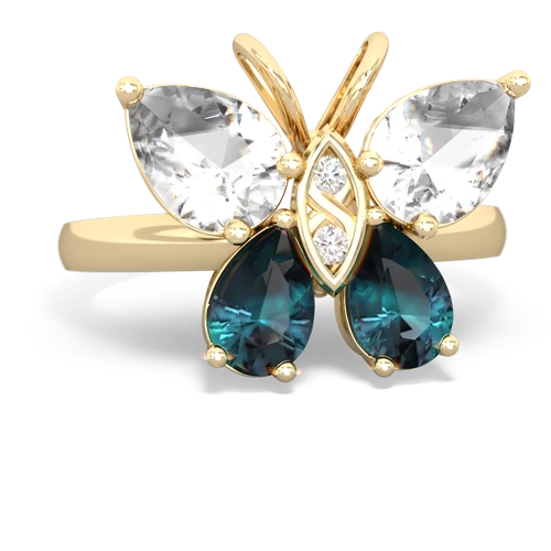 white topaz-alexandrite butterfly ring