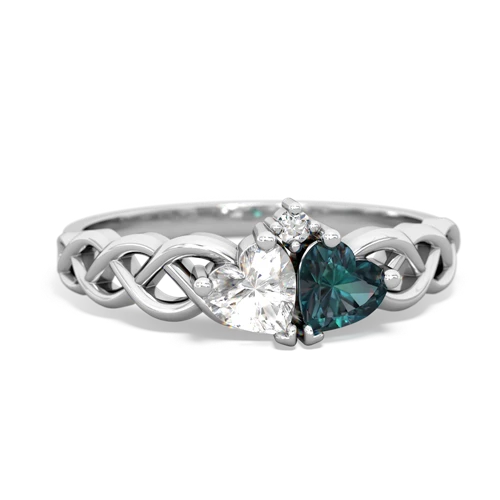 white topaz-alexandrite celtic braid ring