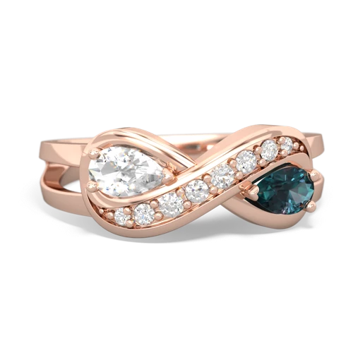 white topaz-alexandrite diamond infinity ring