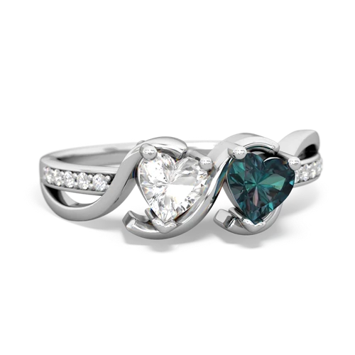 white topaz-alexandrite double heart ring