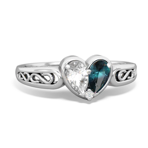 white topaz-alexandrite filligree ring