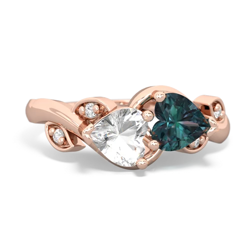 white topaz-alexandrite floral keepsake ring