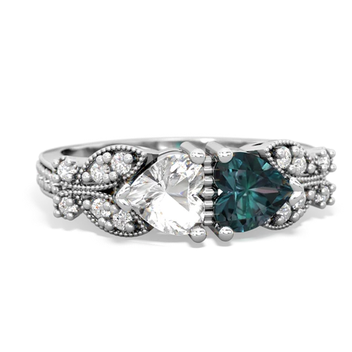 white topaz-alexandrite keepsake butterfly ring