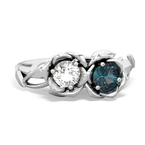 white topaz-alexandrite roses ring