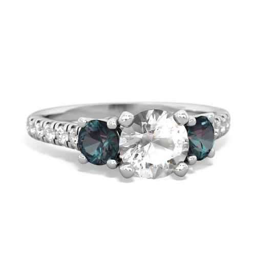 white topaz-alexandrite trellis pave ring