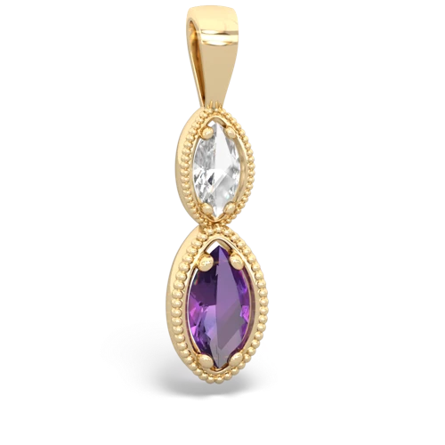 white topaz-amethyst antique milgrain pendant