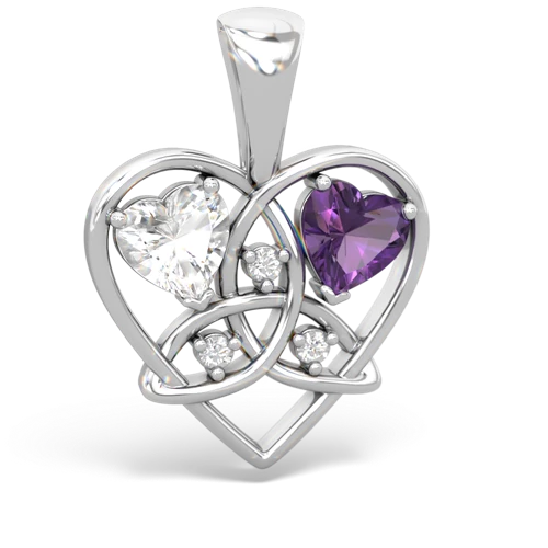 white topaz-amethyst celtic heart pendant