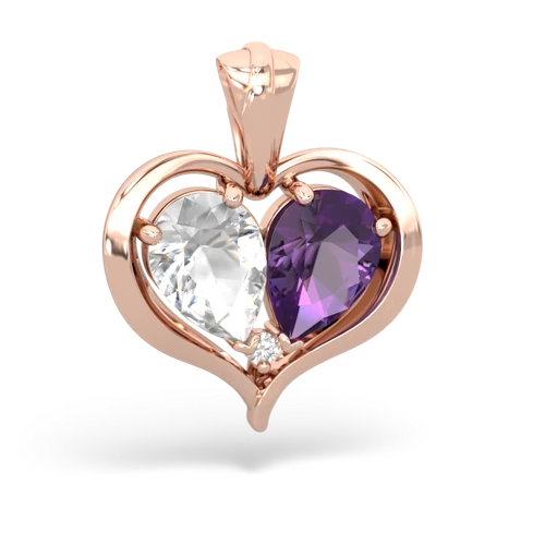 white topaz-amethyst half heart whole pendant