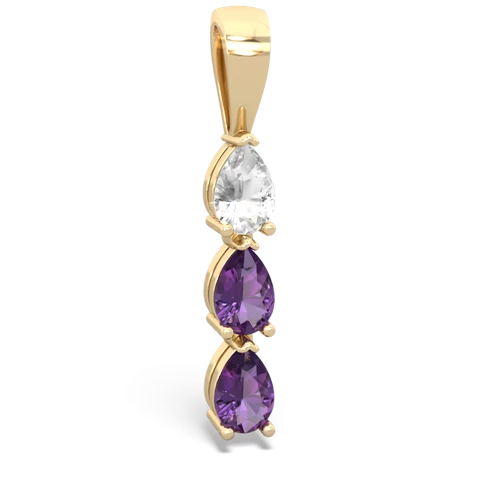 white topaz-amethyst three stone pendant