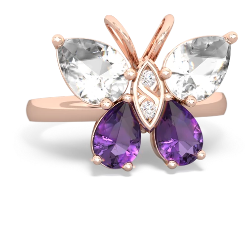 white topaz-amethyst butterfly ring