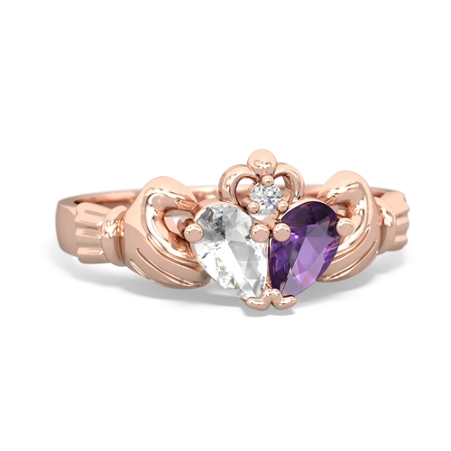 white topaz-amethyst claddagh ring