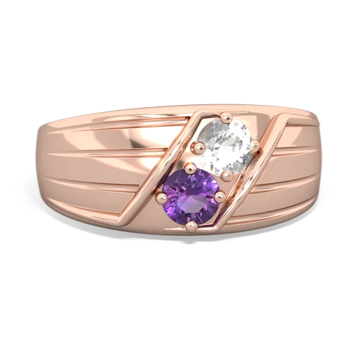 white topaz-amethyst mens ring