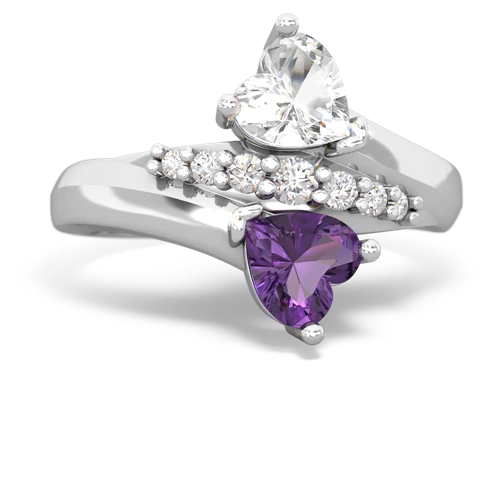 white topaz-amethyst modern ring