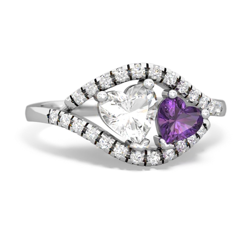 white topaz-amethyst mother child ring