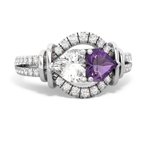 white topaz-amethyst pave keepsake ring