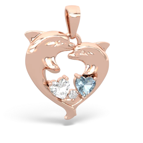 white topaz-aquamarine dolphins pendant