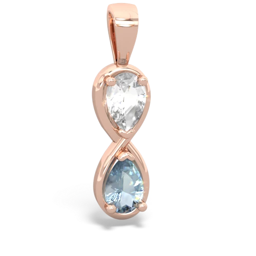 white topaz-aquamarine infinity pendant