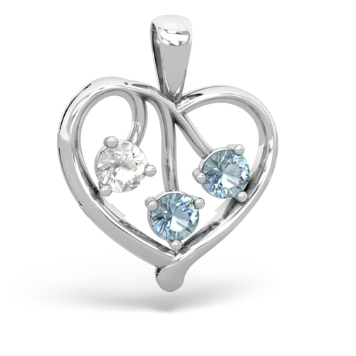 white topaz-aquamarine love heart pendant