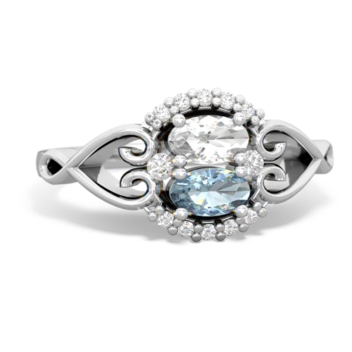 white topaz-aquamarine antique keepsake ring