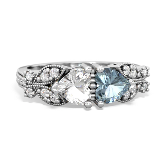 white topaz-aquamarine keepsake butterfly ring