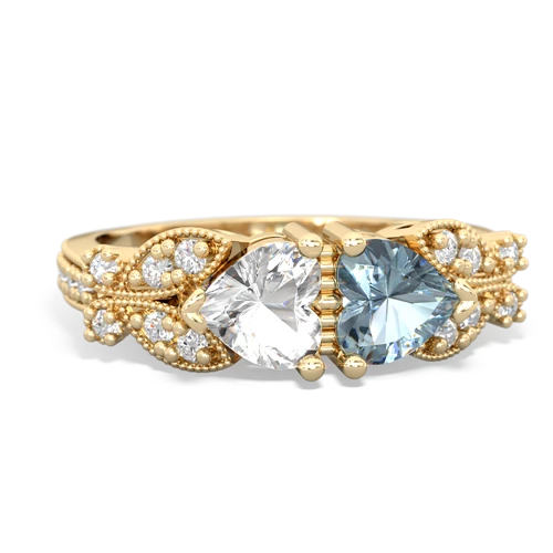 white topaz-aquamarine keepsake butterfly ring