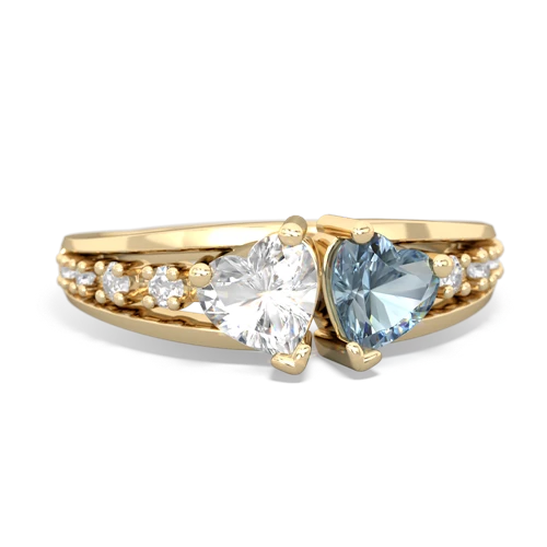 white topaz-aquamarine modern ring