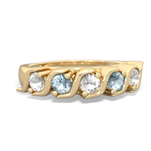 white topaz-aquamarine timeless ring