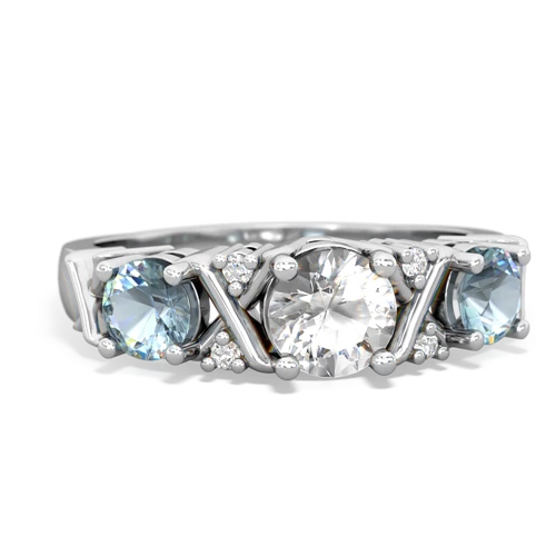 white topaz-aquamarine timeless ring