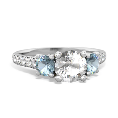 white topaz-aquamarine trellis pave ring