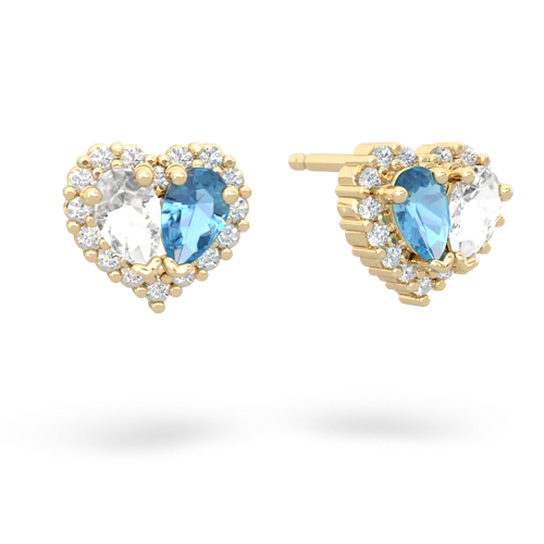 white topaz-blue topaz halo-heart earrings