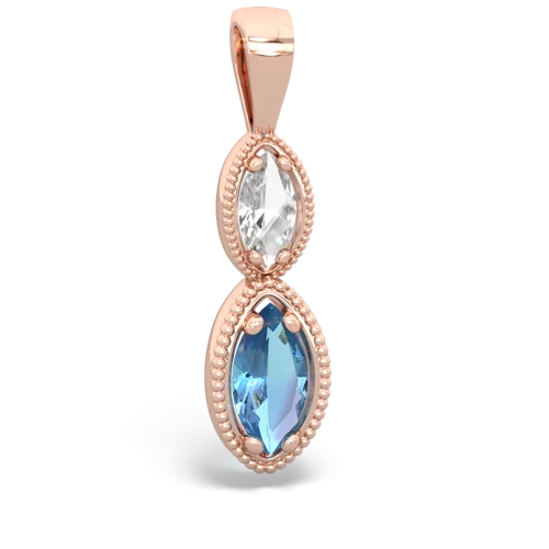 white topaz-blue topaz antique milgrain pendant