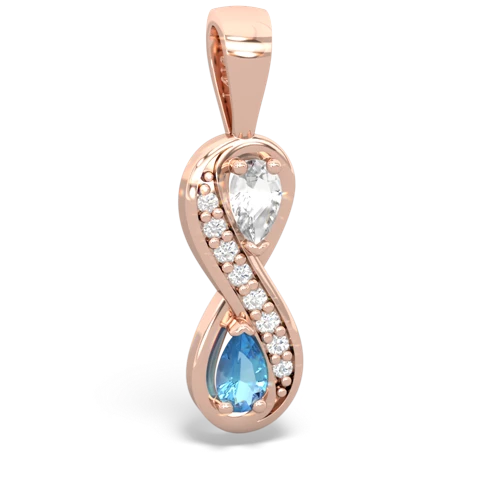 white topaz-blue topaz keepsake infinity pendant