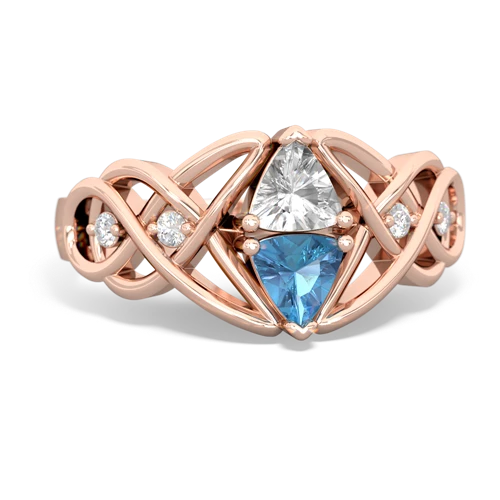 white topaz-blue topaz celtic knot ring