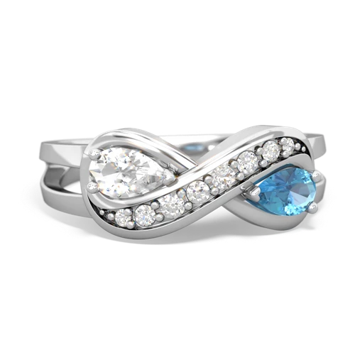 white topaz-blue topaz diamond infinity ring