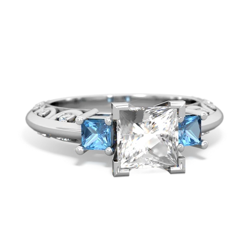 white topaz-blue topaz engagement ring