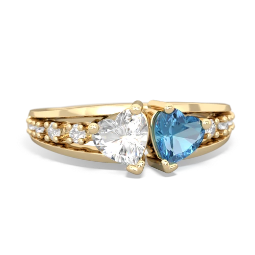 white topaz-blue topaz modern ring