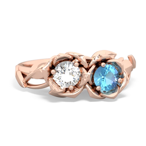 white topaz-blue topaz roses ring