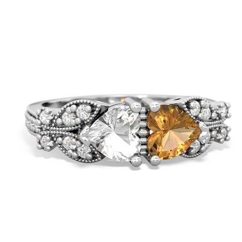 white topaz-citrine keepsake butterfly ring