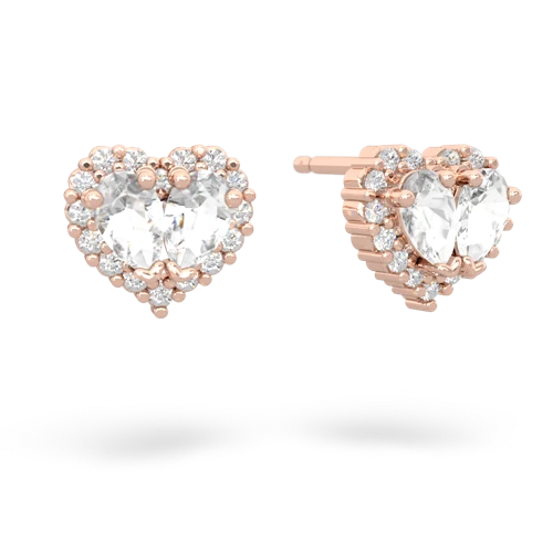 white topaz halo-heart earrings