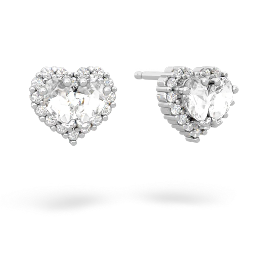 white topaz halo-heart earrings