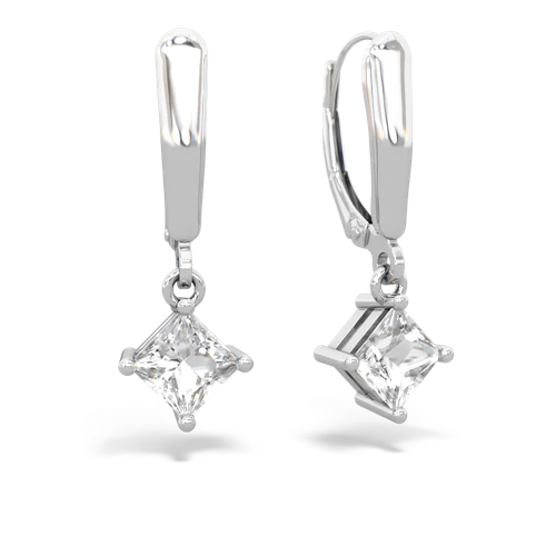 white topaz lever-back earrings