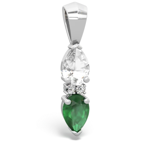 white topaz-emerald bowtie pendant