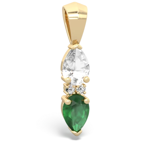 white topaz-emerald bowtie pendant